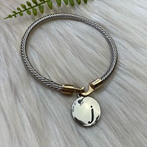 Two tone J monogram bangle bracelet
